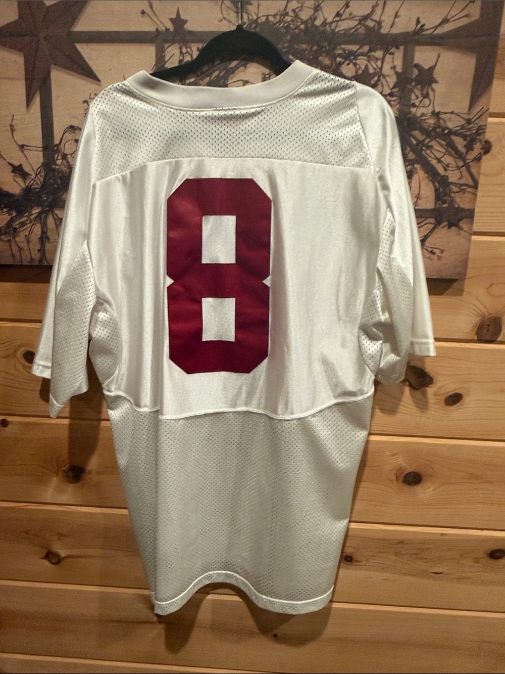 Nike White and Crimson #8 Football Jersey - Picture 5 of 5